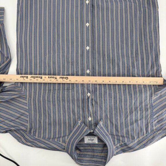 Brioni for Neiman Marcus Button Down Shirt Long Sleeve XL Blue Striped Cotton - Picture 13 of 14